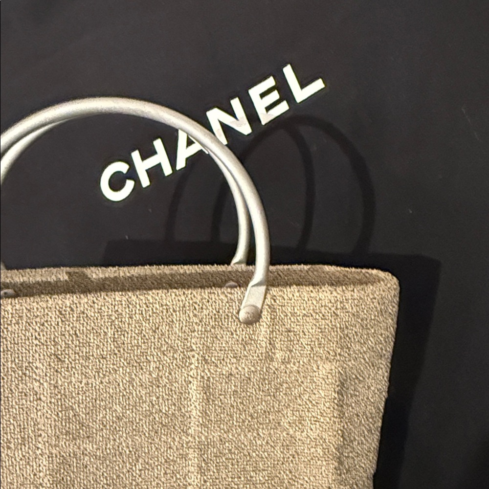 CHANEL Taupe Mini Tote with Brushed Silver Handles - Picture 7 of 14
